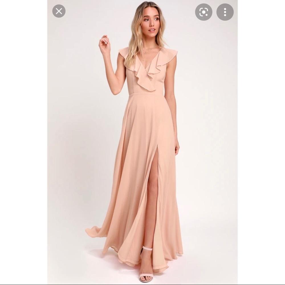 **NWT** Blush Ruffled Lace-Up Backless Maxi Dress